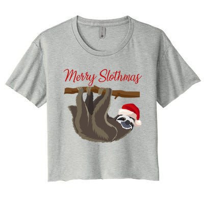 Merry Slothmas Sloth Christmas Xmas Gift Women's Crop Top Tee