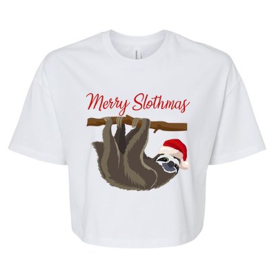 Merry Slothmas Sloth Christmas Xmas Gift Bella+Canvas Jersey Crop Tee