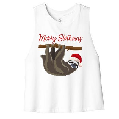 Merry Slothmas Sloth Christmas Xmas Gift Women's Racerback Cropped Tank