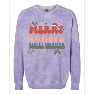 Merry School Social Worker Christmas Social Worker Xmas Gift Colorblast Crewneck Sweatshirt