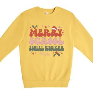 Merry School Social Worker Christmas Social Worker Xmas Gift Premium Crewneck Sweatshirt