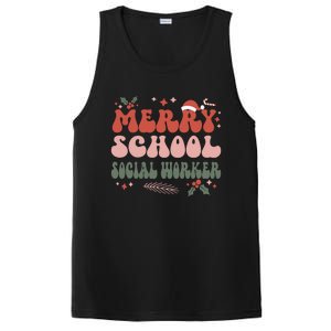 Merry School Social Worker Christmas Social Worker Xmas Gift PosiCharge Competitor Tank