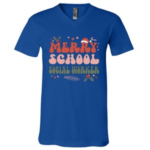 Merry School Social Worker Christmas Social Worker Xmas Gift V-Neck T-Shirt