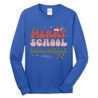 Merry School Social Worker Christmas Social Worker Xmas Gift Tall Long Sleeve T-Shirt