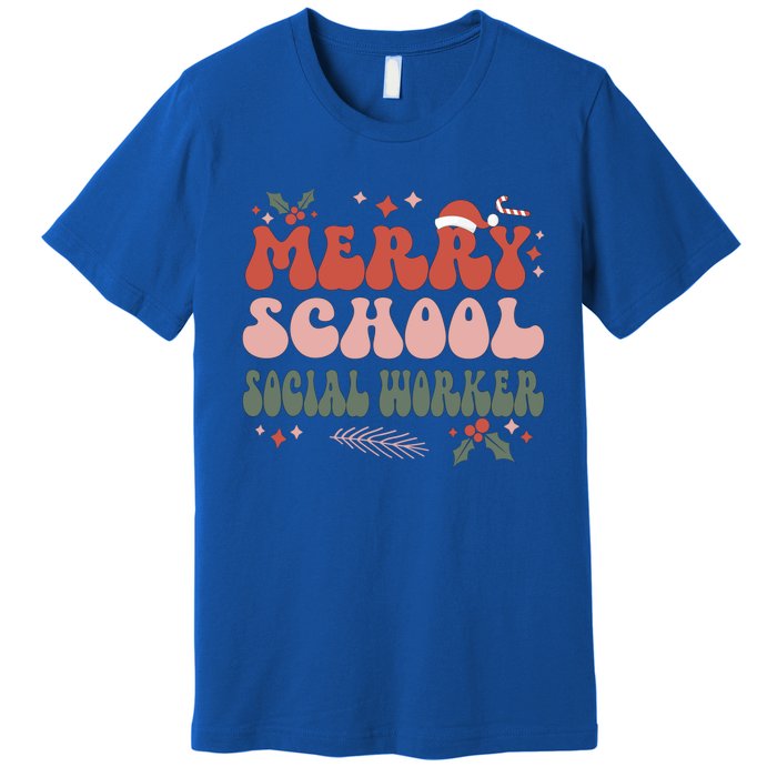 Merry School Social Worker Christmas Social Worker Xmas Gift Premium T-Shirt