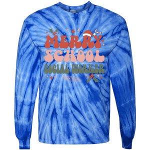 Merry School Social Worker Christmas Social Worker Xmas Gift Tie-Dye Long Sleeve Shirt