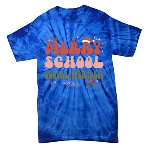 Merry School Social Worker Christmas Social Worker Xmas Gift Tie-Dye T-Shirt