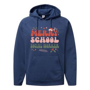 Merry School Social Worker Christmas Social Worker Xmas Gift Performance Fleece Hoodie