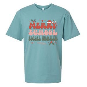 Merry School Social Worker Christmas Social Worker Xmas Gift Sueded Cloud Jersey T-Shirt