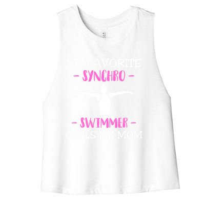 Mom Synchronized Swimming Athlete Swimmer Gymnastic Gift Women's Racerback Cropped Tank