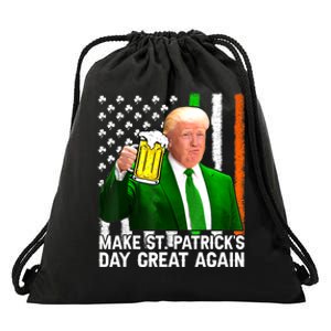 Make Saint St PatrickS Day Great Again Funny Trump Drawstring Bag