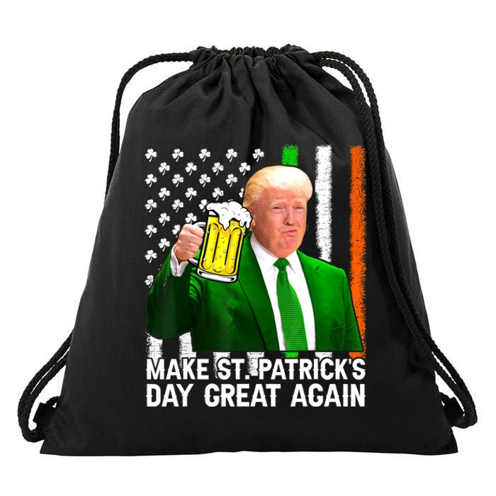 Make Saint St PatrickS Day Great Again Funny Trump Drawstring Bag