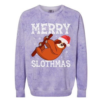 Merry Slothmas Sloth Lover Ugly Christmas Cool Gift Colorblast Crewneck Sweatshirt