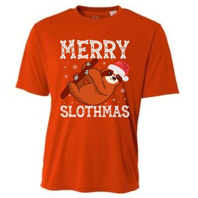 Merry Slothmas Sloth Lover Ugly Christmas Cool Gift Cooling Performance Crew T-Shirt