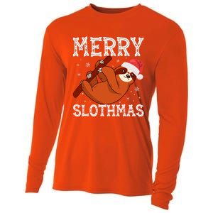 Merry Slothmas Sloth Lover Ugly Christmas Cool Gift Cooling Performance Long Sleeve Crew