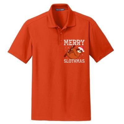 Merry Slothmas Sloth Lover Ugly Christmas Cool Gift Dry Zone Grid Polo