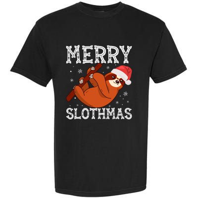 Merry Slothmas Sloth Lover Ugly Christmas Cool Gift Garment-Dyed Heavyweight T-Shirt