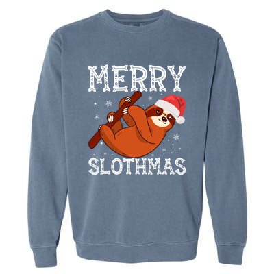 Merry Slothmas Sloth Lover Ugly Christmas Cool Gift Garment-Dyed Sweatshirt