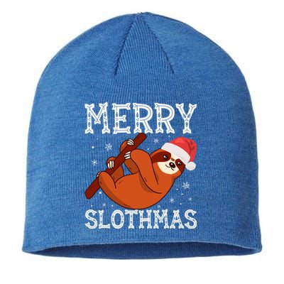 Merry Slothmas Sloth Lover Ugly Christmas Cool Gift Sustainable Beanie