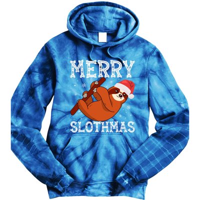 Merry Slothmas Sloth Lover Ugly Christmas Cool Gift Tie Dye Hoodie