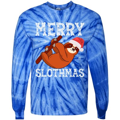 Merry Slothmas Sloth Lover Ugly Christmas Cool Gift Tie-Dye Long Sleeve Shirt