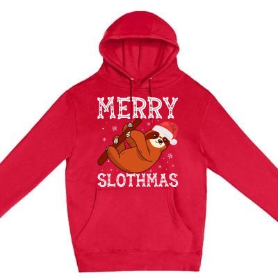 Merry Slothmas Sloth Lover Ugly Christmas Cool Gift Premium Pullover Hoodie