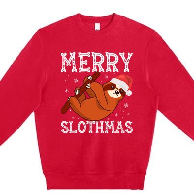 Merry Slothmas Sloth Lover Ugly Christmas Cool Gift Premium Crewneck Sweatshirt