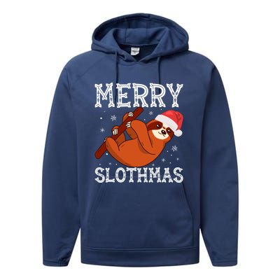 Merry Slothmas Sloth Lover Ugly Christmas Cool Gift Performance Fleece Hoodie