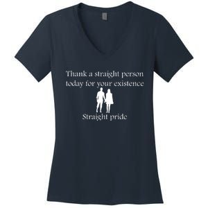 Motivational Slogans Straight People Quote Straight Pride Lover Holding Hands Women's V-Neck T-Shirt