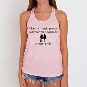 Motivational Slogans Straight People Quote Straight Pride Lover Holding Hands Women's Knotted Racerback Tank