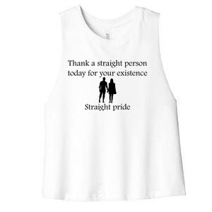 Motivational Slogans Straight People Quote Straight Pride Lover Holding Hands Women's Racerback Cropped Tank