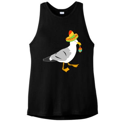 Mexican Seagull Sombrero Costume Maraca Funny Bird Funny Gift Ladies PosiCharge Tri-Blend Wicking Tank