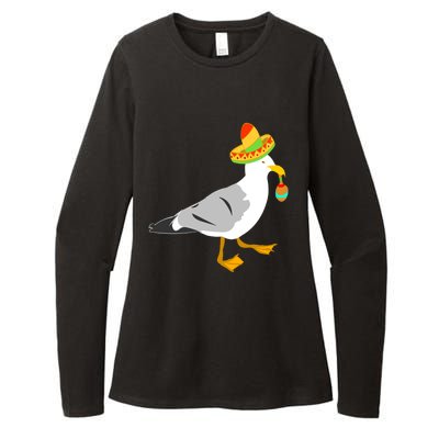 Mexican Seagull Sombrero Costume Maraca Funny Bird Funny Gift Womens CVC Long Sleeve Shirt