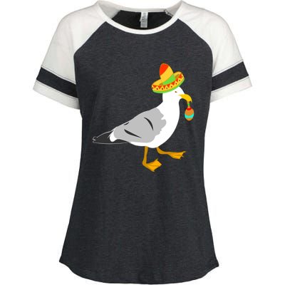 Mexican Seagull Sombrero Costume Maraca Funny Bird Funny Gift Enza Ladies Jersey Colorblock Tee