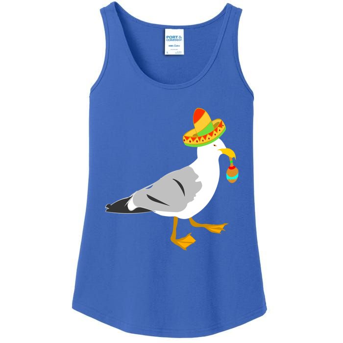 Mexican Seagull Sombrero Costume Maraca Funny Bird Funny Gift Ladies Essential Tank