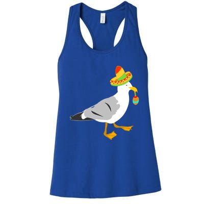 Mexican Seagull Sombrero Costume Maraca Funny Bird Funny Gift Women's Racerback Tank