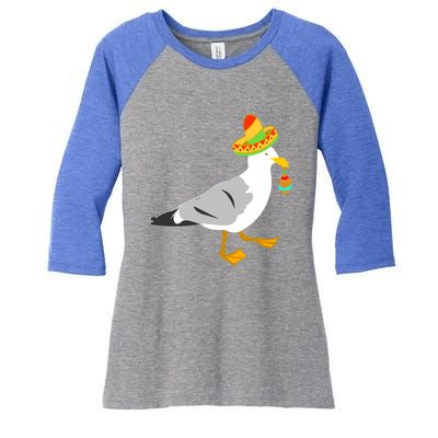 Mexican Seagull Sombrero Costume Maraca Funny Bird Funny Gift Women's Tri-Blend 3/4-Sleeve Raglan Shirt