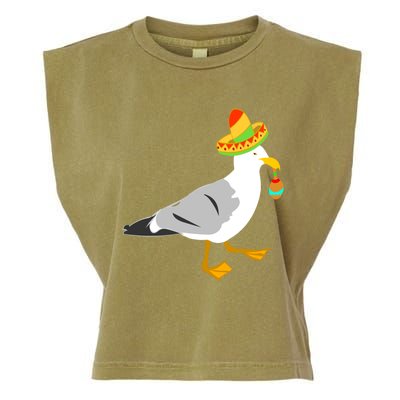 Mexican Seagull Sombrero Costume Maraca Funny Bird Funny Gift Garment-Dyed Women's Muscle Tee