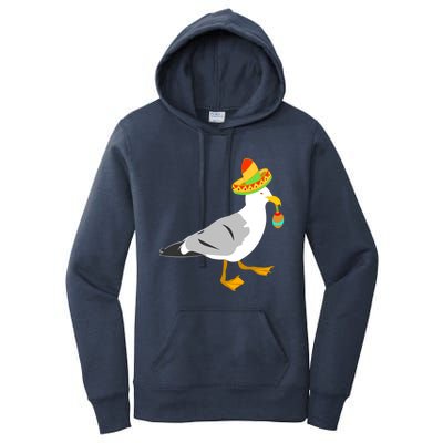 Mexican Seagull Sombrero Costume Maraca Funny Bird Funny Gift Women's Pullover Hoodie