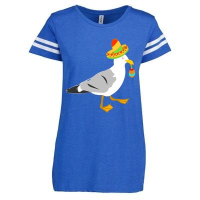 Mexican Seagull Sombrero Costume Maraca Funny Bird Funny Gift Enza Ladies Jersey Football T-Shirt