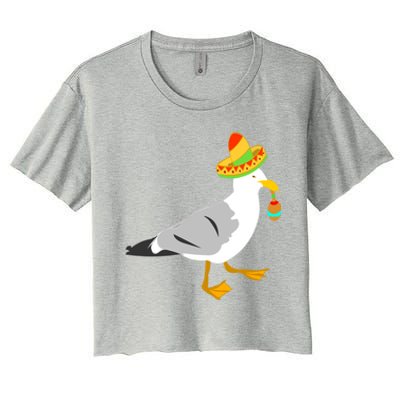 Mexican Seagull Sombrero Costume Maraca Funny Bird Funny Gift Women's Crop Top Tee