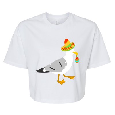 Mexican Seagull Sombrero Costume Maraca Funny Bird Funny Gift Bella+Canvas Jersey Crop Tee