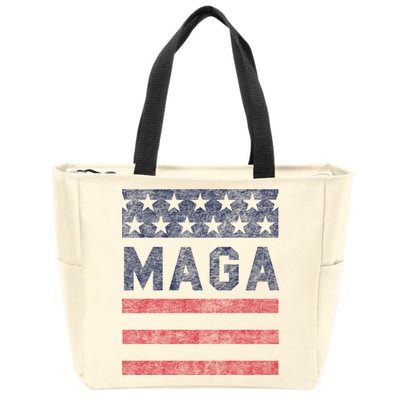 Maga Stars & Stripes Retro Vintage Distressed Graphic Zip Tote Bag