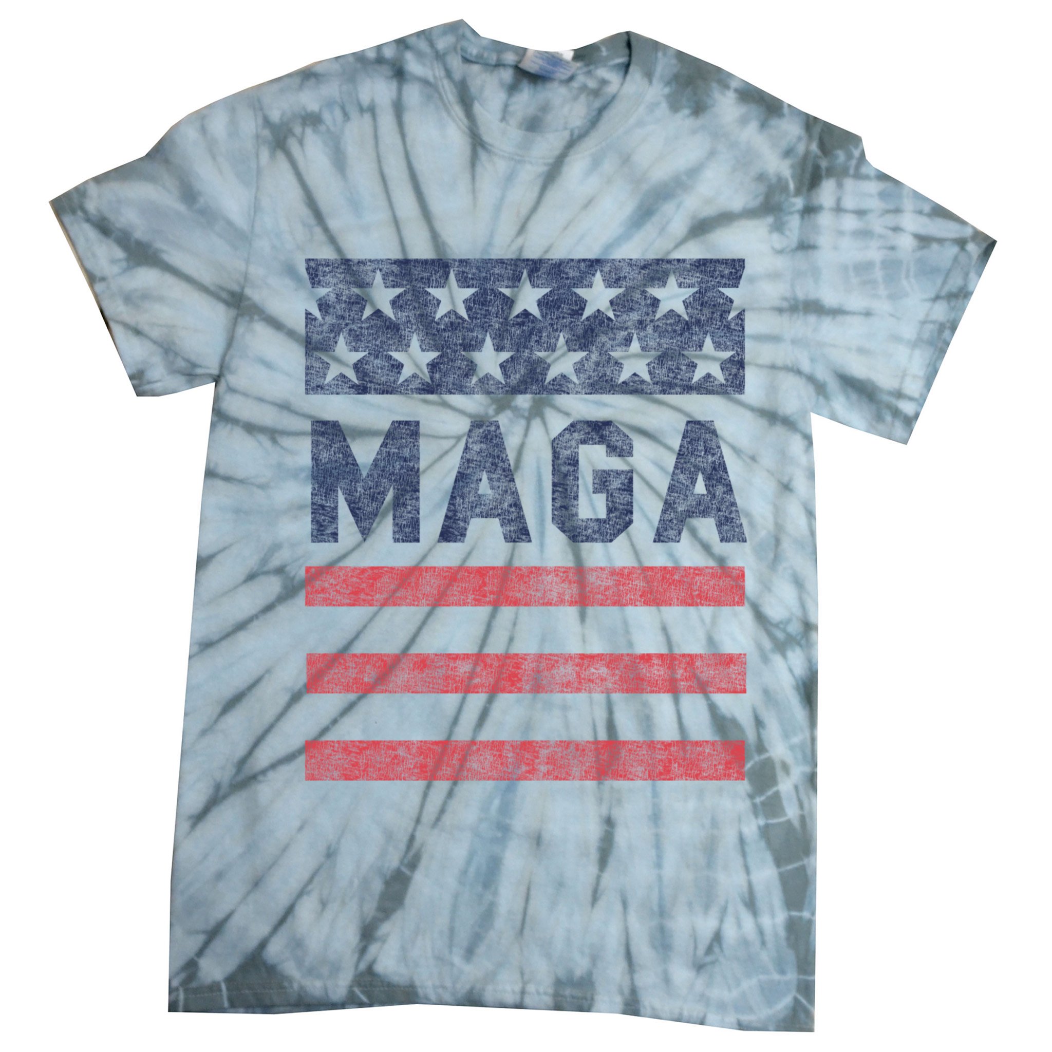 Maga Stars & Stripes Retro Vintage Distressed Graphic Tie-Dye T-Shirt