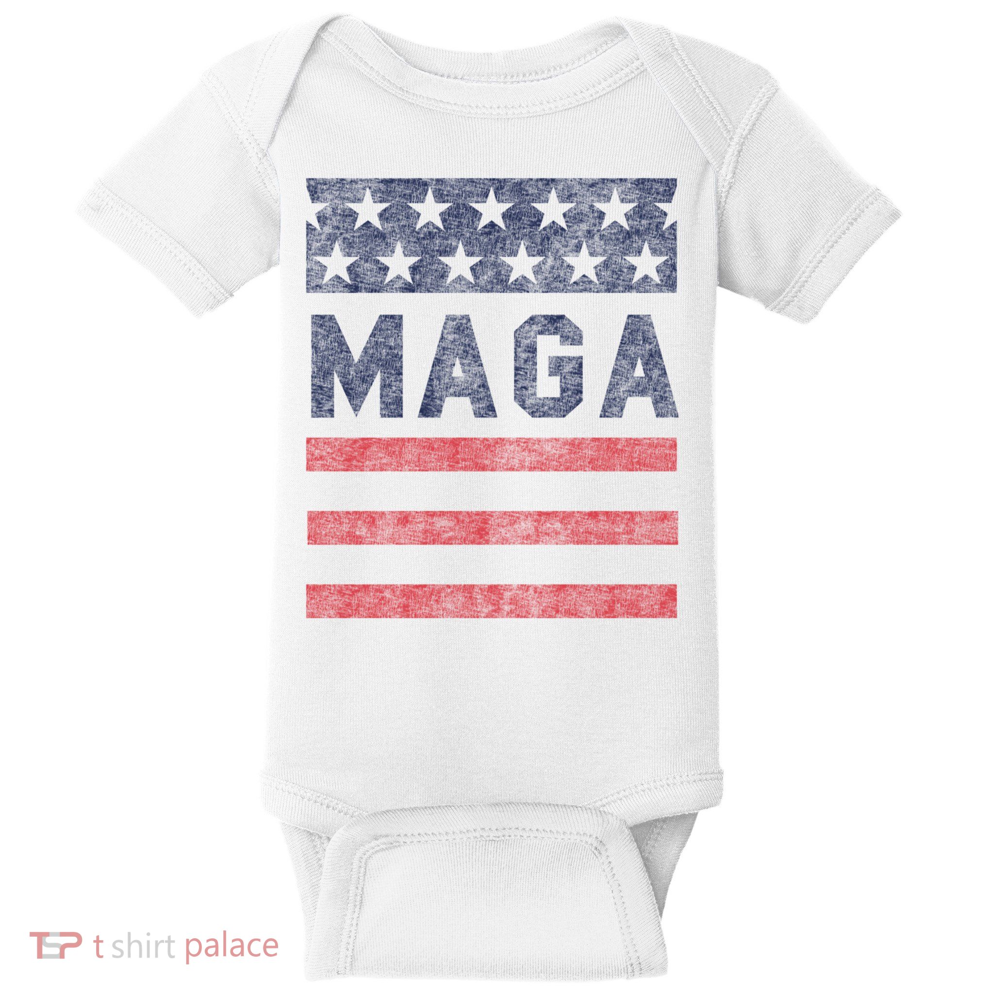 Maga Stars & Stripes Retro Vintage Distressed Graphic Baby Bodysuit