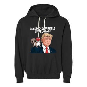 Make Squirrels Safe Again Trump 2024 Squirrels Garment-Dyed Fleece Hoodie