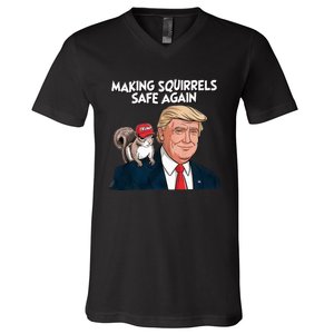 Make Squirrels Safe Again Trump 2024 Squirrels V-Neck T-Shirt