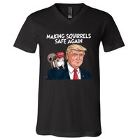 Make Squirrels Safe Again Trump 2024 Squirrels V-Neck T-Shirt