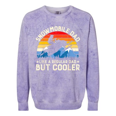 Mens Snowmobiling Snowmobile Dad Like A Regular But Cooler Riding Colorblast Crewneck Sweatshirt