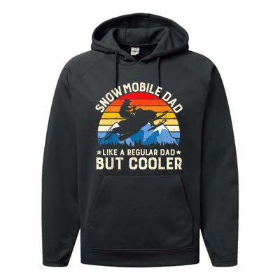 Mens Snowmobiling Snowmobile Dad Like A Regular But Cooler Riding Performance Fleece Hoodie